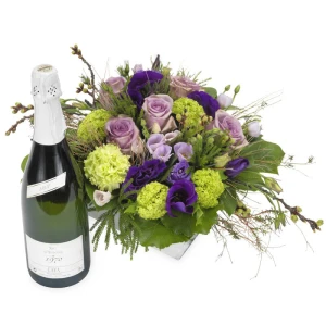Bloemstuk Isabelle met Fles wijn