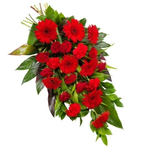 Rood rouwboeket