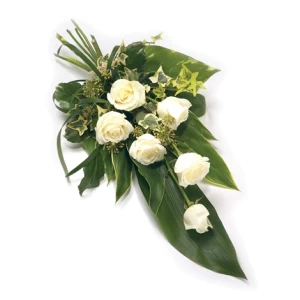 Witte rozen rouwboeket