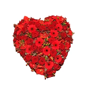 Rouwarrangement groot hart rood H001