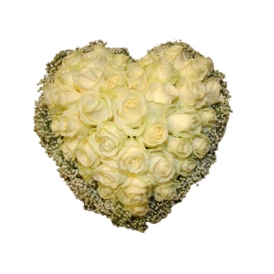 Rouwarrangement wit hart H004