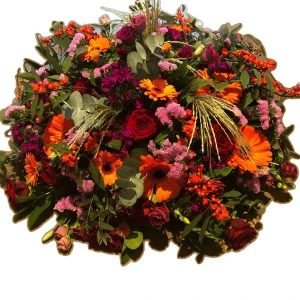 Arrangement Rond Oranje Rood Paars Roze