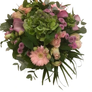 Bloemstuk in schaal roze Isabella
